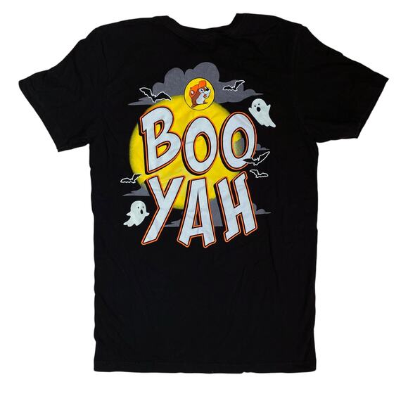 Bucees Shirt Mens Small Black Boo Yah Halloween Ghost Beaver Glow in the Dark - Picture 2 of 5